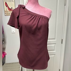 Burgundy RW&Co One Shoulder shirt